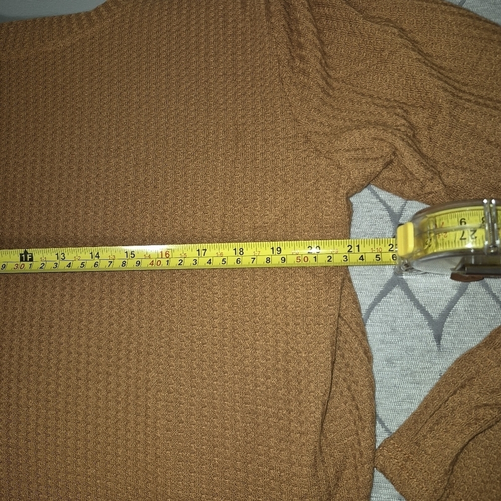 Burnt Orange ROUND NECK LOOSE TOP BLOUSE. Twist Hem. SZ XL - Picture 7 of 8